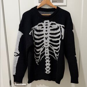 SHEIN Black and White Skeleton Crewneck Sweater